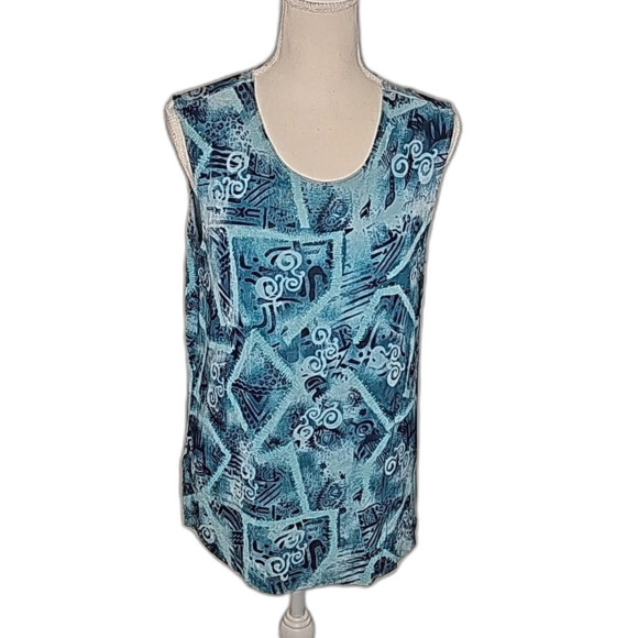 Blouse by Picadilly Sleeveless Blue Jade Size Large - Picture 1 of 5